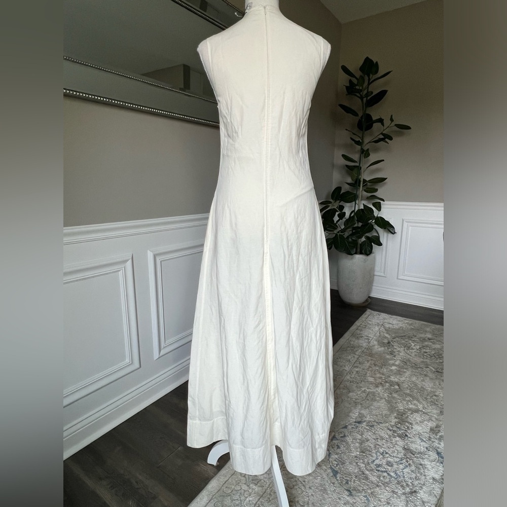 Toteme Plunging Floral Jacquard Twisted Backless Maxi Dress Off White FR 34 700$ - Picture 15 of 17